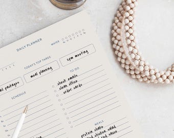 Minimalist Daily Planner Notepad | Undated Organizer, To-Do List