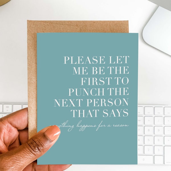 Sympathy Greeting Card | Funny Support Card | Humor Sympathy Card | Encouraging Cancer Card | Punch the Next Person Card | Bereavement Card