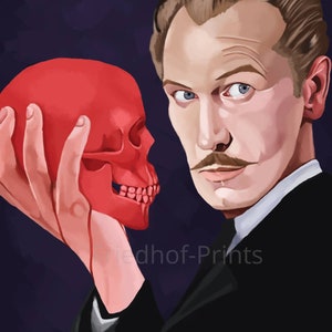 Vincent Price / Actor / 8x10 / Digital painting / Portrait / Art Print