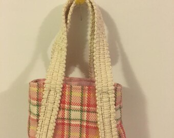 18" doll pink plaid tote bag