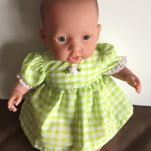 Green and White Checked Dress for lg Baby Doll 14&quot;-16&quot;
