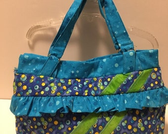 Purse for little girl, Blue and Yellow Dots or Purple, Ruffles, magnetic clasp