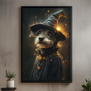 Custom Wizard Pet Portrait, Wizard Dog Art, Personalized Pet Portrait, Dog Portrait from Photo, Magical Dog Poster, Fantasy Pet Portrait