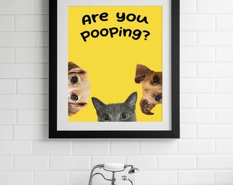 Divertida lámina para el baño con forma de perro o gato: ¿Estás haciendo caca?