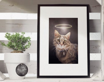 Regalo de condolencias para gatos, regalo de pérdida de un gato, retrato conmemorativo de un gato, regalo de recuerdo de un gato fallecido, retrato personalizado de un gato, gato a partir de una foto.
