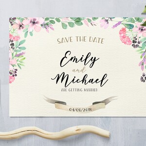 Save the Date Karte, Blumen Save the Date, Aquarell Blumen, Romantisch Save the Date Druckbar Save the Date Blumen Save the Date Boho Chic