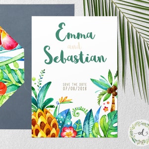 Strand Save the Date Karten, Sommer Save the Date, Ocean Save the Date Tropisches Save Date Strand Hochzeit Ozean Hochzeit Sommer Druckbare Hochzeit