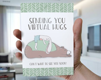Virtual Hugs Love Card, Quarantine Isolation Pandemic Card, Social Distancing Card, Digital File Only