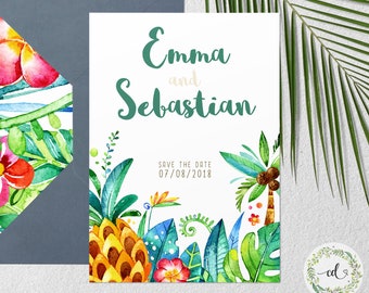 Beach Save The Date Cards, Summer Save The Date, Ocean Save The Date Tropical Save Date Beach Wedding Ocean Wedding Summer Printable Wedding