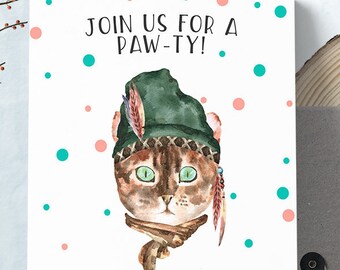 Kitty Cat Invitation, Cat Invitation, Pet Invitation, Cat Birthday Invitation, Kitten Birthday, Cat Birthday Party, Cat Printable Invite