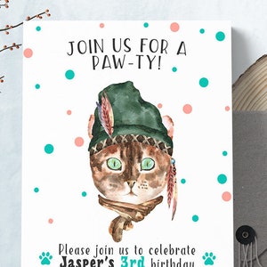 Kitty Cat Invitation, Cat Invitation, Pet Invitation, Cat Birthday Invitation, Kitten Birthday, Cat Birthday Party, Cat Printable Invite