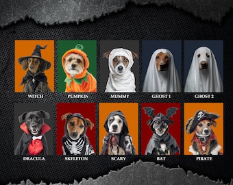 Custom Halloween Pet Portrait, Halloween Dog Portrait, Halloween Wall Decor, Gift for Pet Lovers,  Pet Owner Gift, Personalized Pet Poster