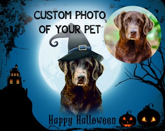 Halloween Dog Custom Portrait, Dog Halloween Art, Personalized Pet Portrait from Photo, Halloween Pet Portrait, Custom Dog Halloween Print