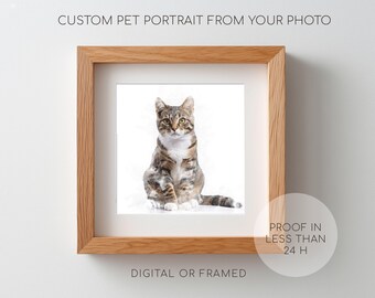 Mini pintura de gato, mini retrato de mascota en acuarela, pequeños retratos de mascotas, retrato de gato personalizado, mini pintura de perro y gato, retrato de gato a partir de una foto