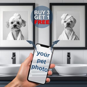 Custom Pet Portrait Photo, Funny Bathroom Art, Dog Bathroom Wall Art, Dog in Toilet, Dog Reading Newspapers in Toilet, Digital File Only