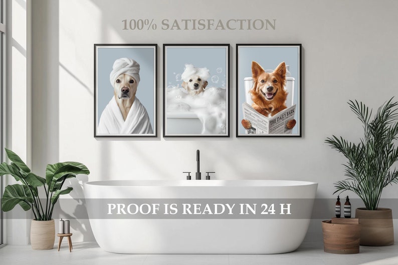 Custom dog bathroom art
