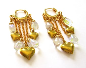 Heart Charm Earrings - Huggie Hoop Earrings