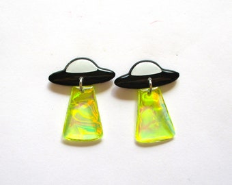 UFO Earrings // UFO Studs // Fun Earrings // Titanium Earrings // Space Earrings // Cool Earrings // Novelty Earrings