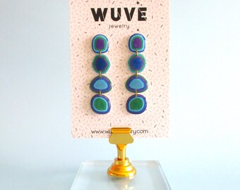 Cool Tones Hypnotic Earrings - Handmade lightweight earrings