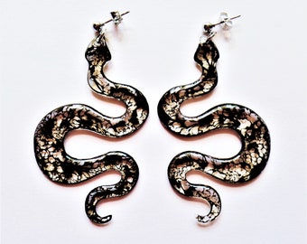 Smoky Black Snake Earrings