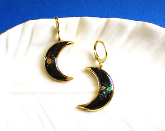 Tiny Moon Earrings - Crescent Moon Dangle- Handmade Earrings - Nickel Free