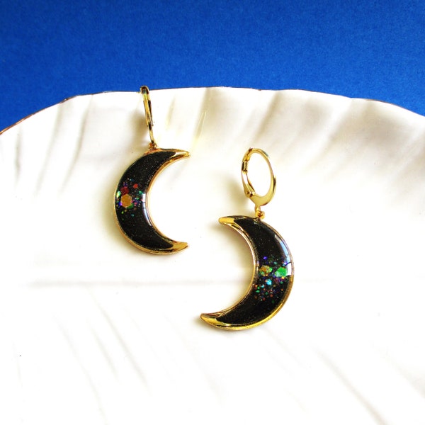 Tiny Moon Earrings - Crescent Moon Dangle- Handmade Earrings - Nickel Free