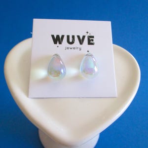 Clear Teardrop Stud Earrings – Minimalist Lucite Resin Jewelry