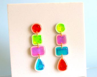 Holographic Hypnotic Earrings - Handmade iridescent earrings