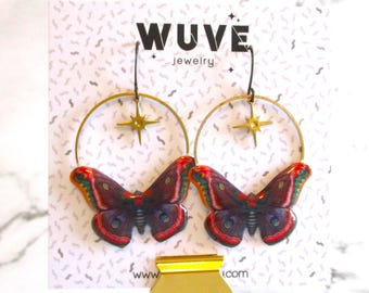 Moth Earrings, Whimsical Insert Jewelry, Bug Resin Accessories, Handmade Gift for Her