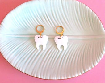 Tooth Earrings, Cute teeth earrings, Dentist jewelry