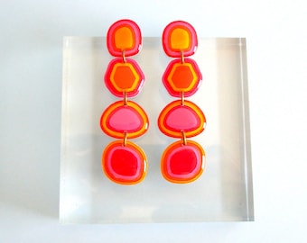 Warm Tones Hypnotic Earrings - Handmade lightweight earrings