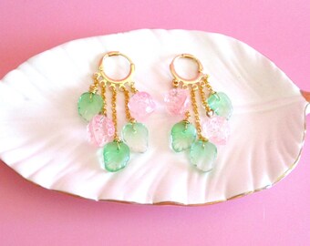 Strawberry Charm Earrings, Fruit Huggie Hoop Earrings