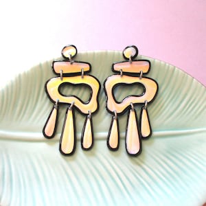Boucles d&#39;oreilles pendantes holographiques - Noir