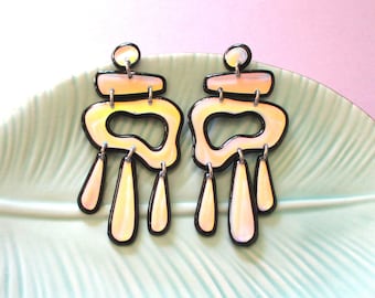 Holographic Dangle Earrings - Black