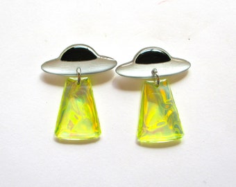 UFO Earrings // UFO Studs // Fun Earrings // Titanium Earrings // Space Earrings // Cool Earrings // Novelty Earrings