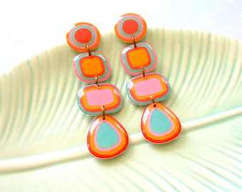Pastel Trance Earrings - Handmade lightweight earrings