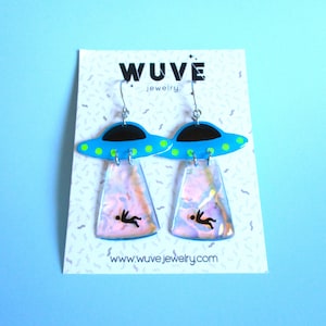 Blue UFO Earrings //  Fun Earrings // Titanium Earrings // Space Earrings // Cool Earrings // Novelty Earrings