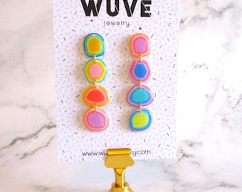 Pastel Rainbow Hypnotic Earrings - Handmade lightweight earrings