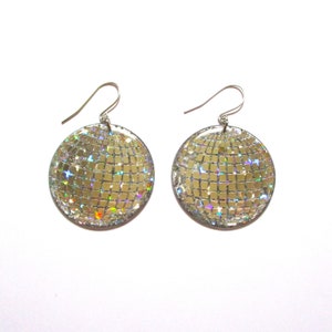 Discoball Earrings - Holographic Silver
