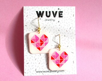 Quilt Block Earrings - Valentine's Day Edition