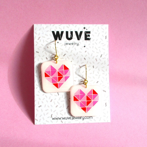 Quilt Block Earrings - Valentine's Day Edition
