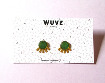 Brass and Resin Studs - Green