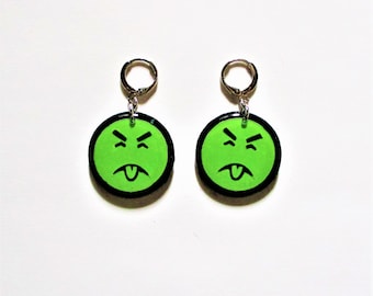 Hand-painted Mr Yuk Huggie Hoop Earrings