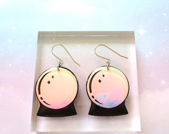 Crystal Ball Earrings - Holographic Lavender