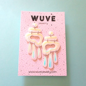 Boucles d&#39;oreilles pendantes holographiques - Blanc