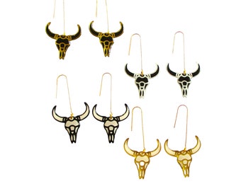 Handgemachte Kuh Schädel Ohrringe: Western Wüste Statement Schmuck