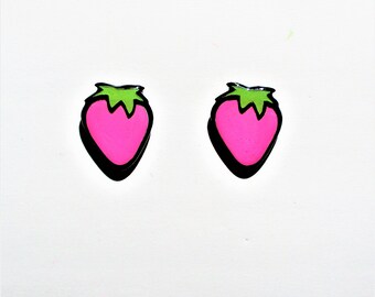 Pink Strawberry - Small Stud Earrings