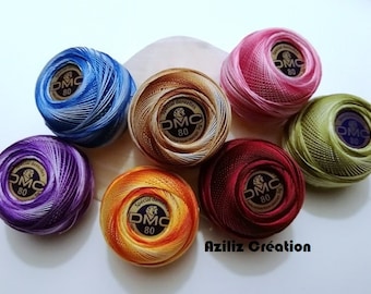 DMC: Lace yarn 80 - 11 shaded colors - 48 - 51 - 52 - 67 - 90 - 92 - 93 - 94 - 105 - 107 - 115
