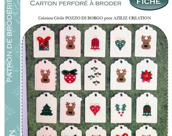 Aziliz Creation: Advent Calendar - embroidery pattern on perforated cardboard to embroider - by Cécile Pozzo di Borgo