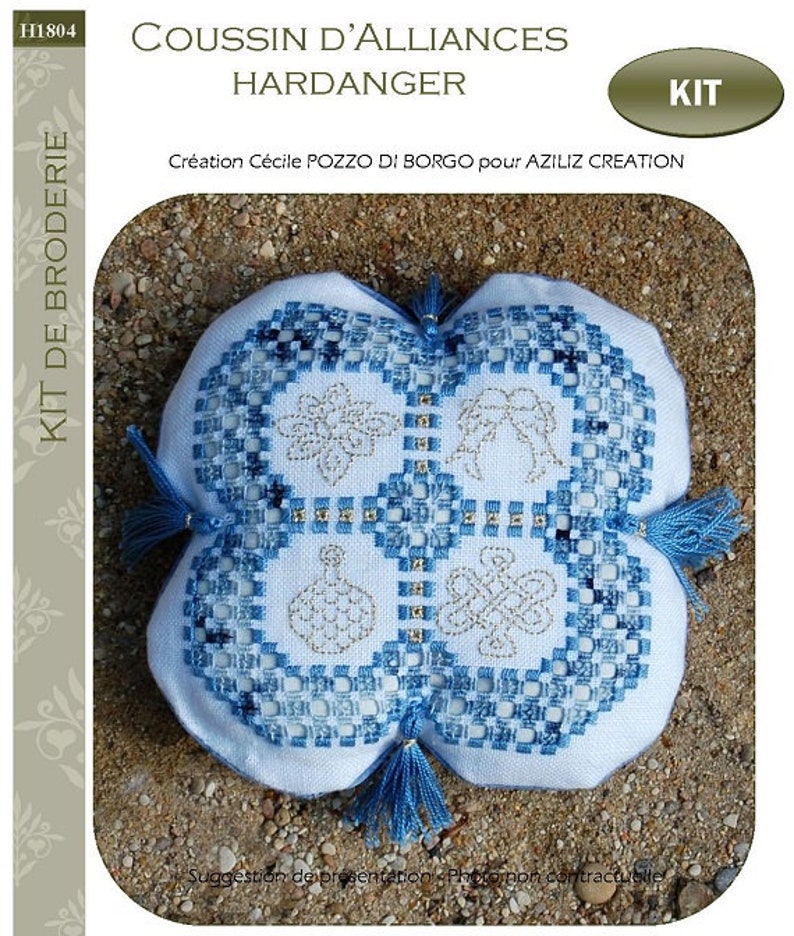 Hardanger Embroidery Kit Chinese Wishes Alliance Cushion - Aziliz Creation H1804